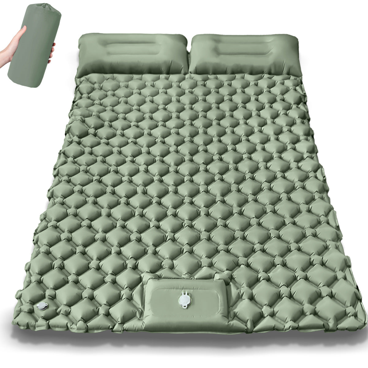 Matelas Gonflable Randonnée 2 Personnes Avec Coussin, ultra-léger résistant à l'humidité pour la pause de midi