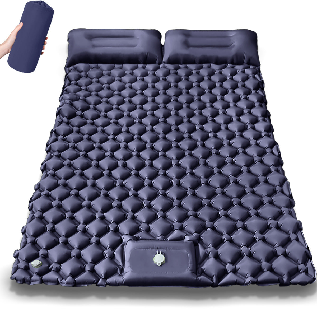 Matelas Gonflable Randonnée 2 Personnes Avec Coussin, ultra-léger résistant à l'humidité pour la pause de midi