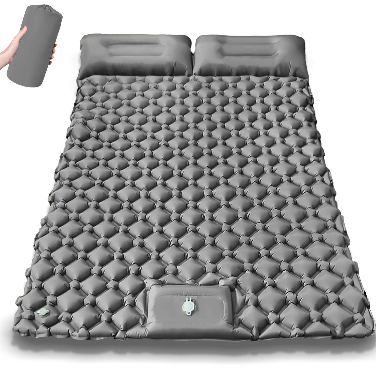 Matelas Gonflable Randonnée 2 Personnes Avec Coussin, ultra-léger résistant à l'humidité pour la pause de midi